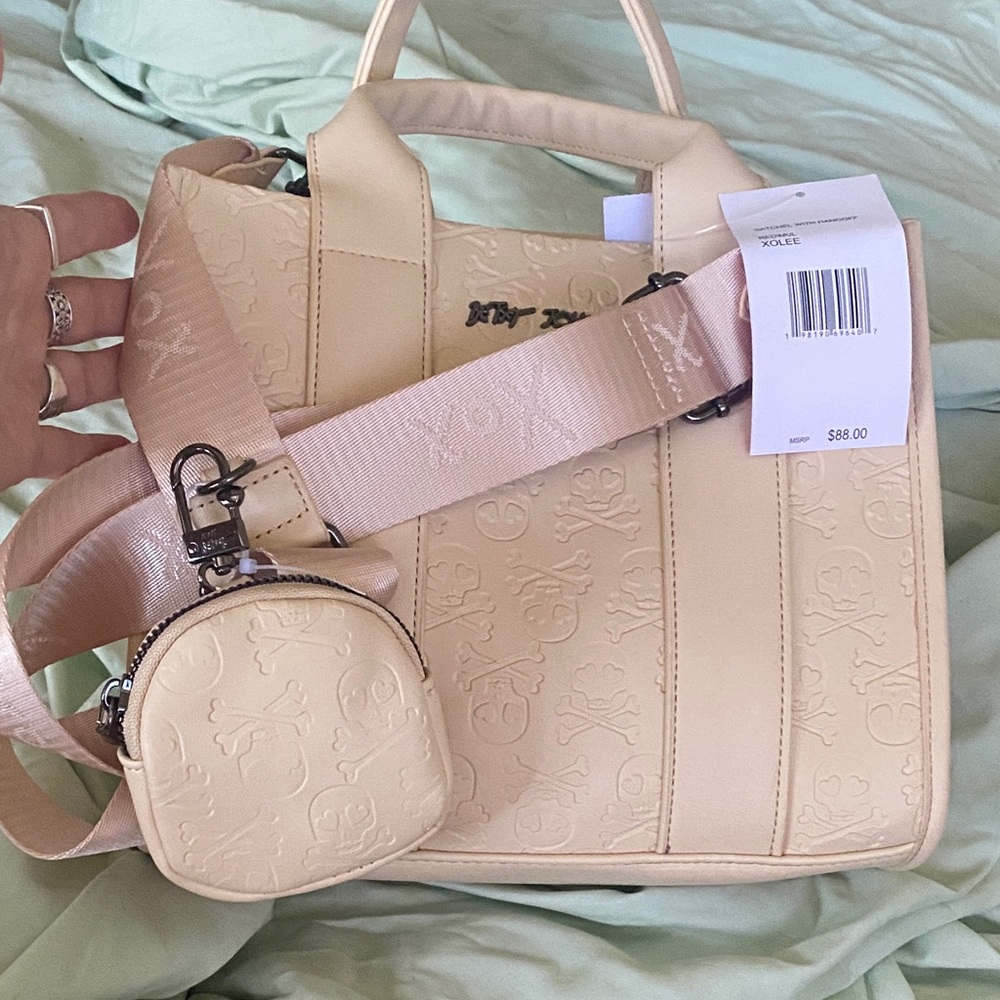 Betsey Johnson Cream Designer Women's Bag with Mini Pouch NWT
